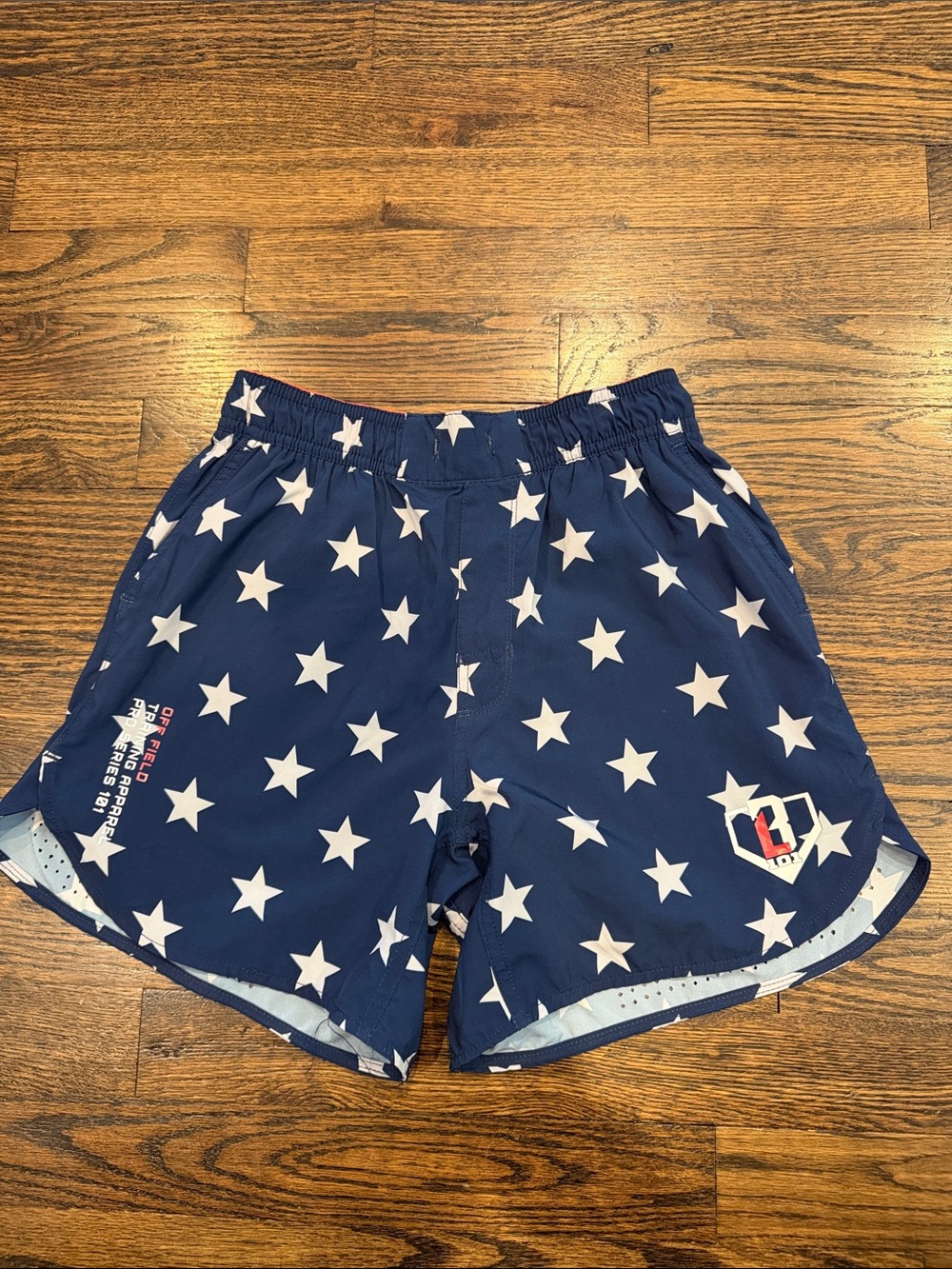 Baseball Lifestyle 101 USA Flag Star Print Kids Shorts - Navy